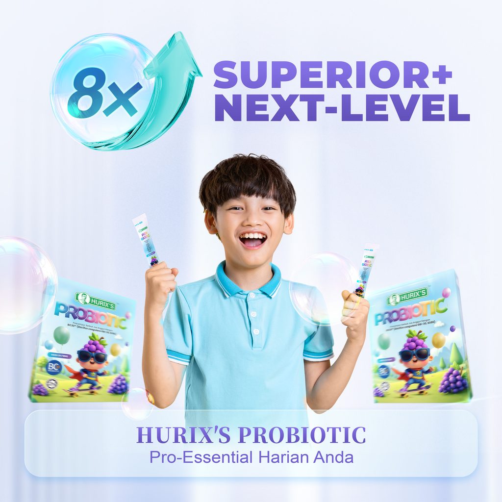 HURIX'S PROBIOTIC BC30™ dengan perlindungan 8 kali lebih baik dan sokongan Pro-Essential harian